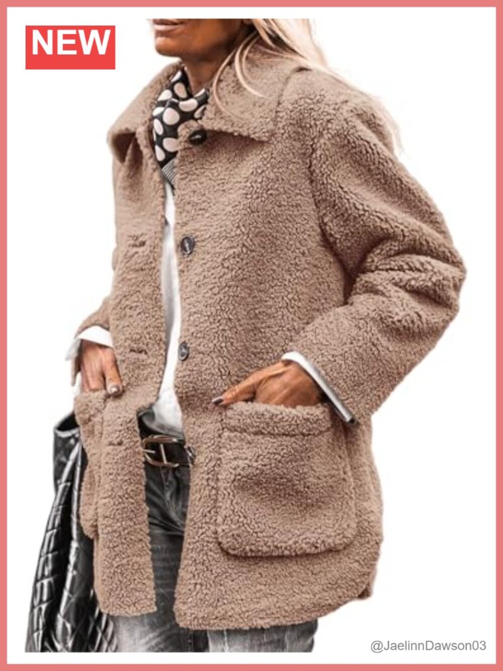 PRETTYGARDEN Sherpa Fleece Faux Fur Coat Button Winter Outfit